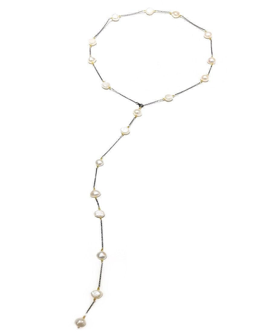 SILVER NECKLACE WITH PEARLS (32852)