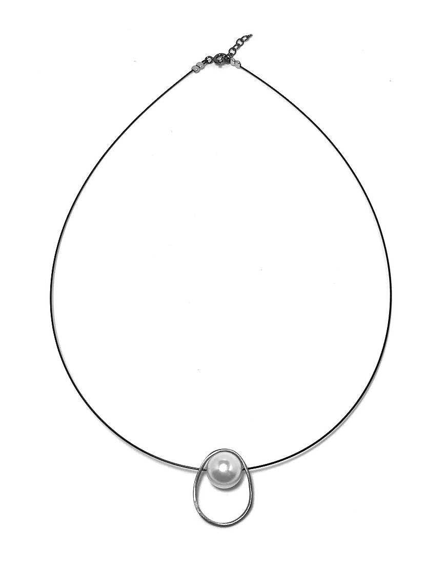 SILVER NECKLACE WITH SHELL PEARL (32913)