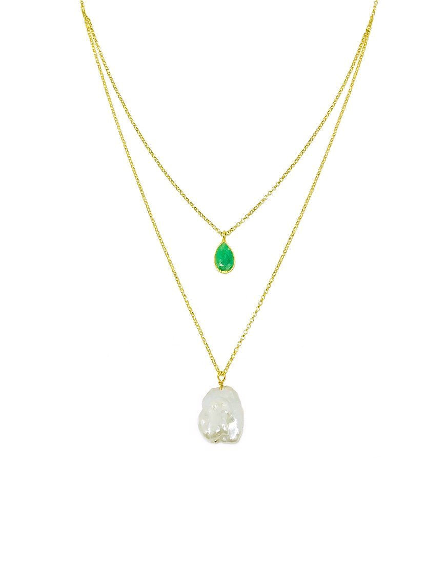 SILVER NECKLACE WITH BAROQUE PEARL (32947)