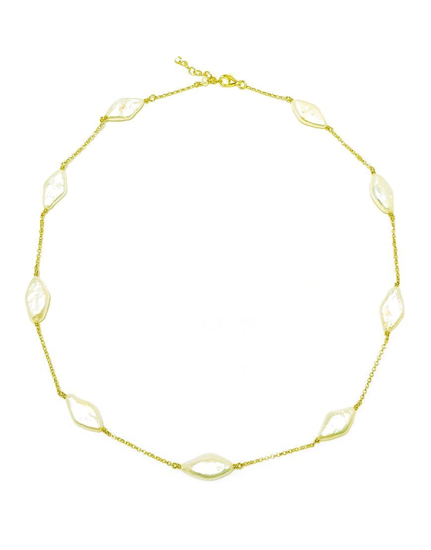SILVER NECKLACE WITH BAROQUE PEARLS (33012)