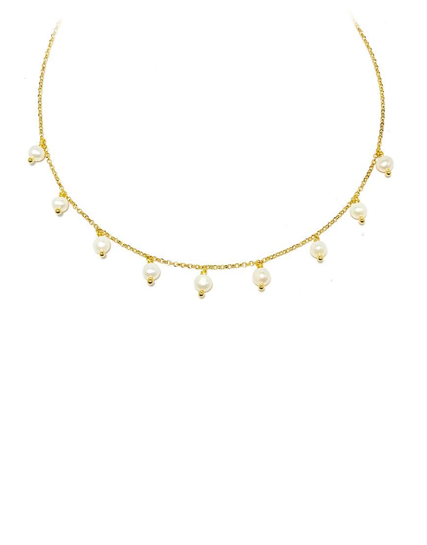 SILVER NECKLACE WITH PEARLS (33023)