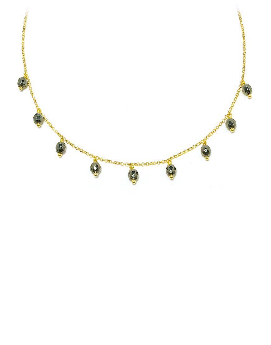 SILVER NECKLACE WITH HEMATITES (33024)