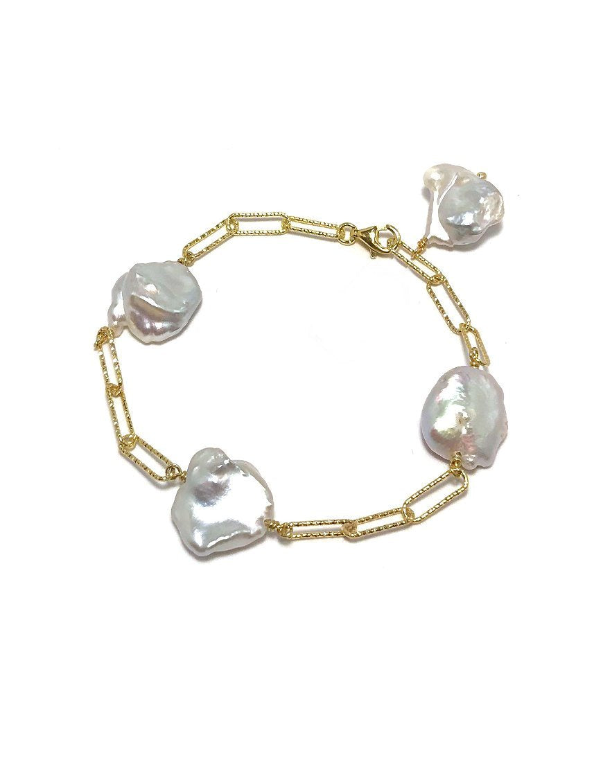 SILVER BRACELET WITH BAROQUE PEARLS (33034)