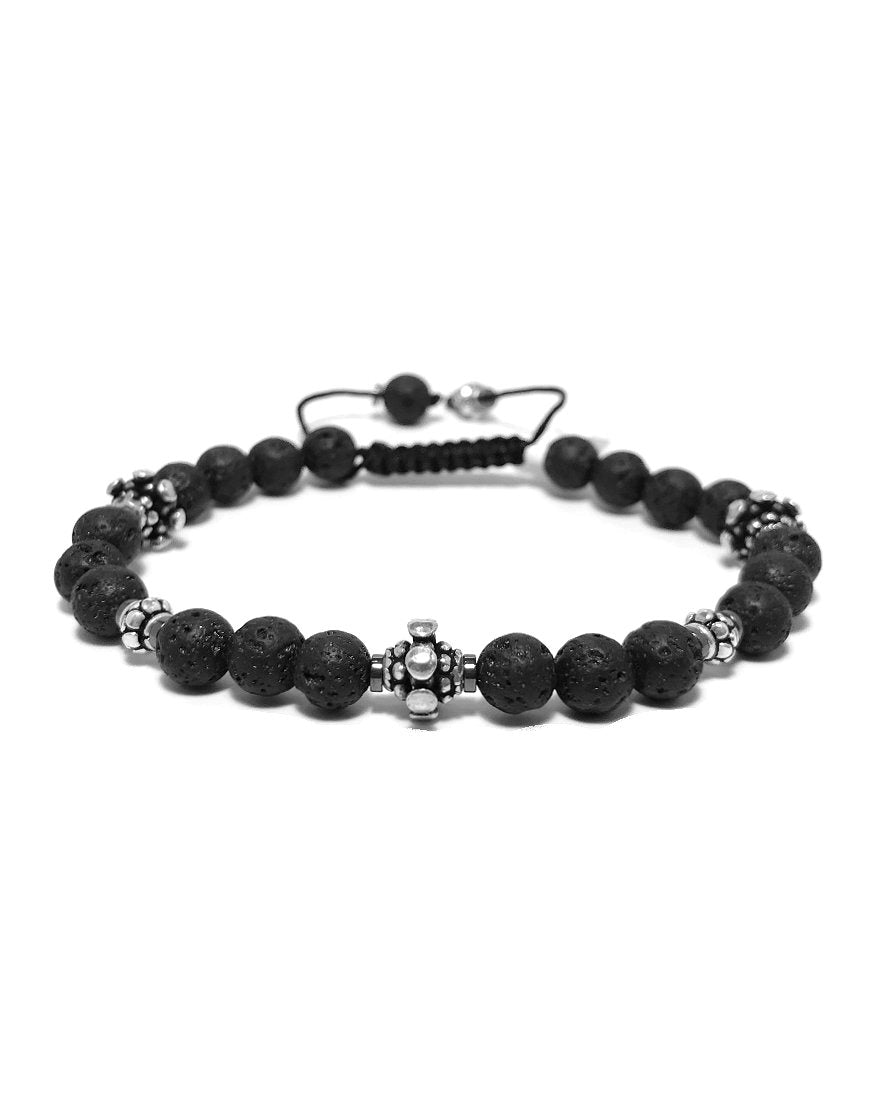 MEN'S SILVER BRACELET WITH LAVA (33037)