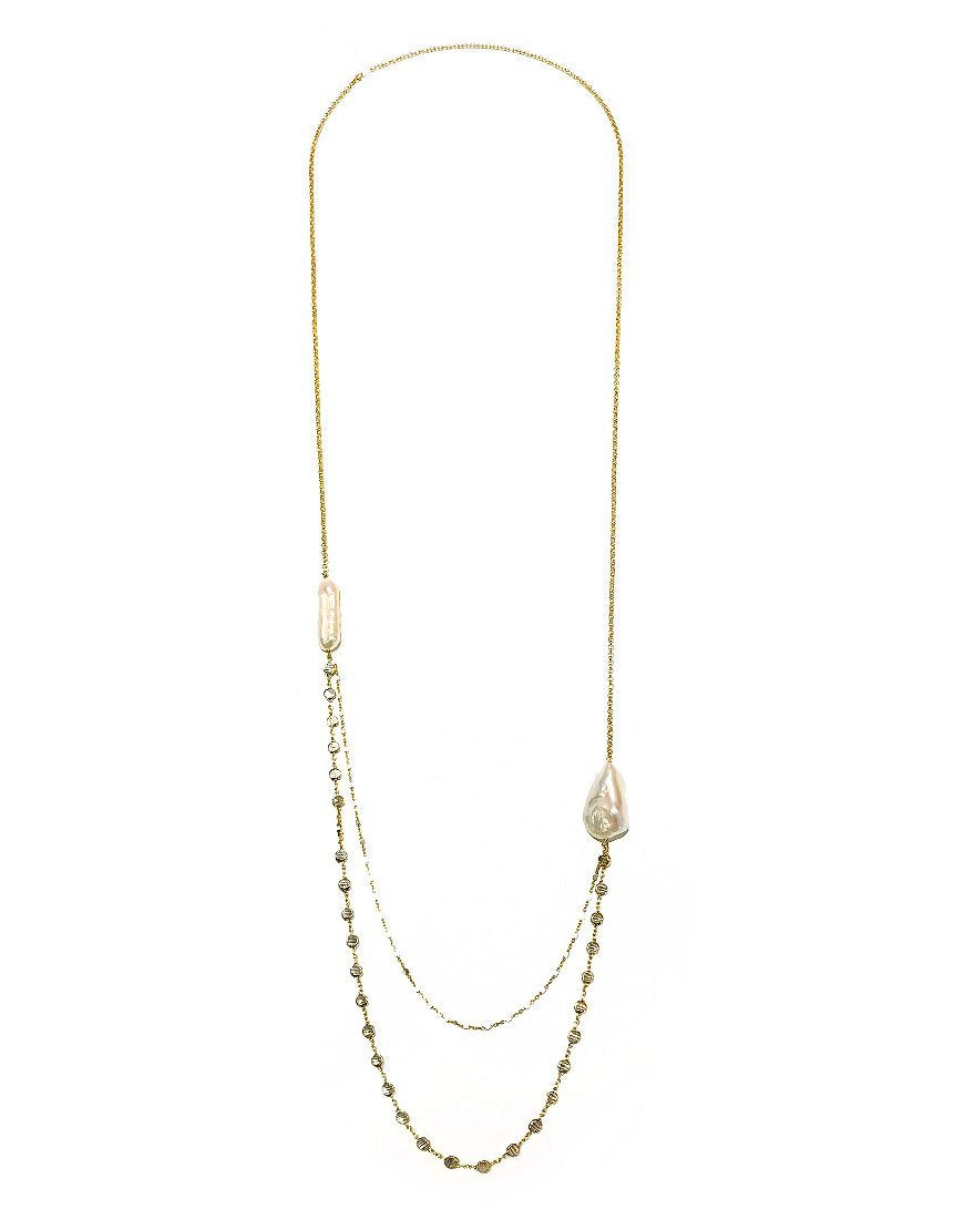 SILVER NECKLACE WITH BAROQUE PEARLS (33049)