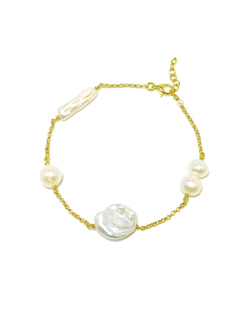SILVER BRACELET WITH BAROQUE PEARLS (33088)