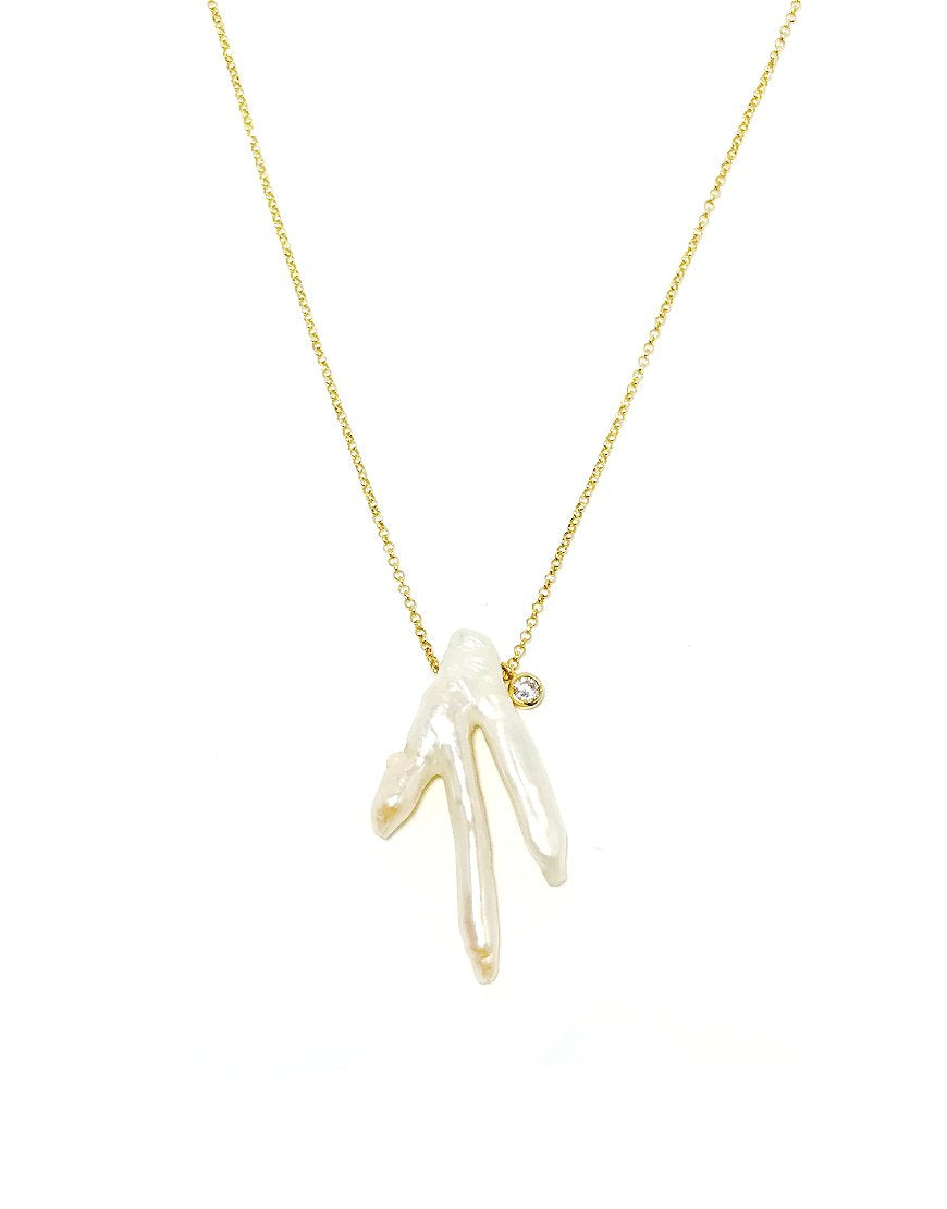 SILVER NECKLACE WITH BAROQUE PEARL (33104)