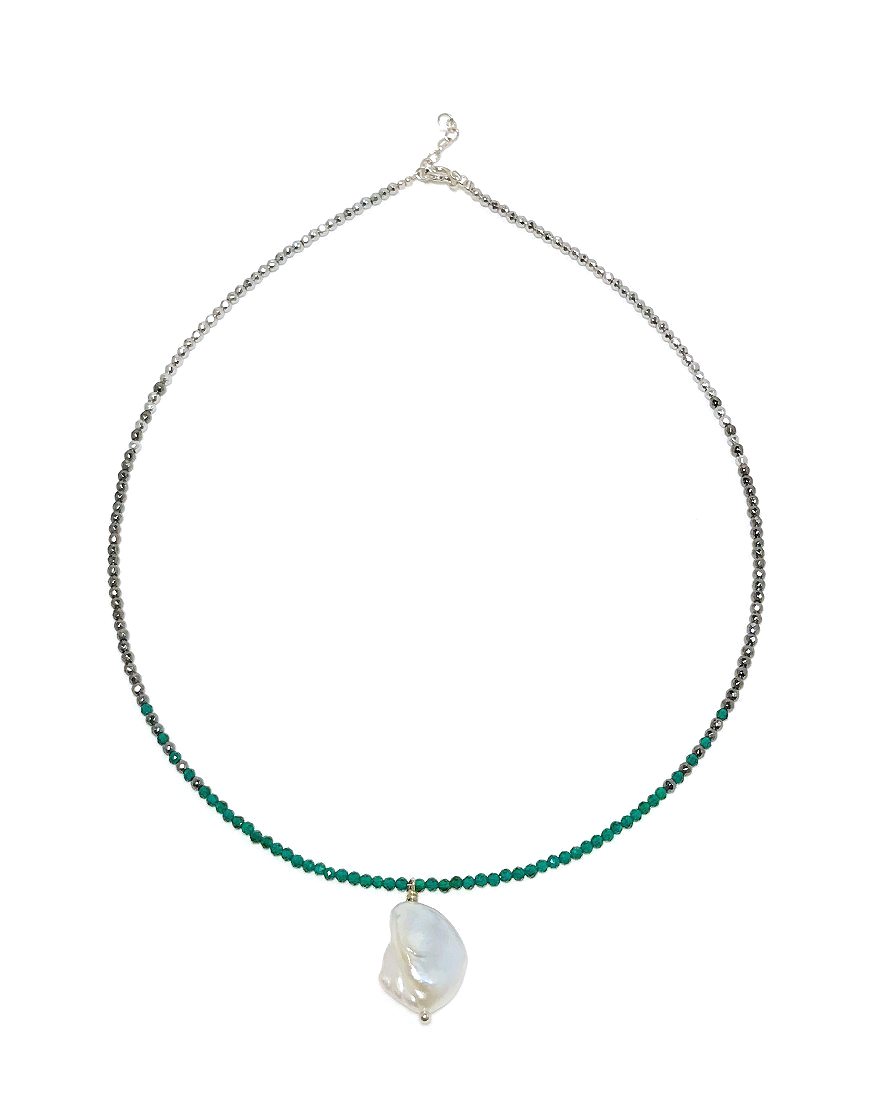 SILVER NECKLACE WITH PEARL (33110)