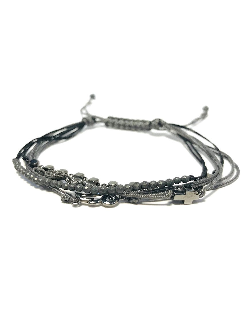 MEN'S SILVER BRACELET WITH HEMATITES (33125)