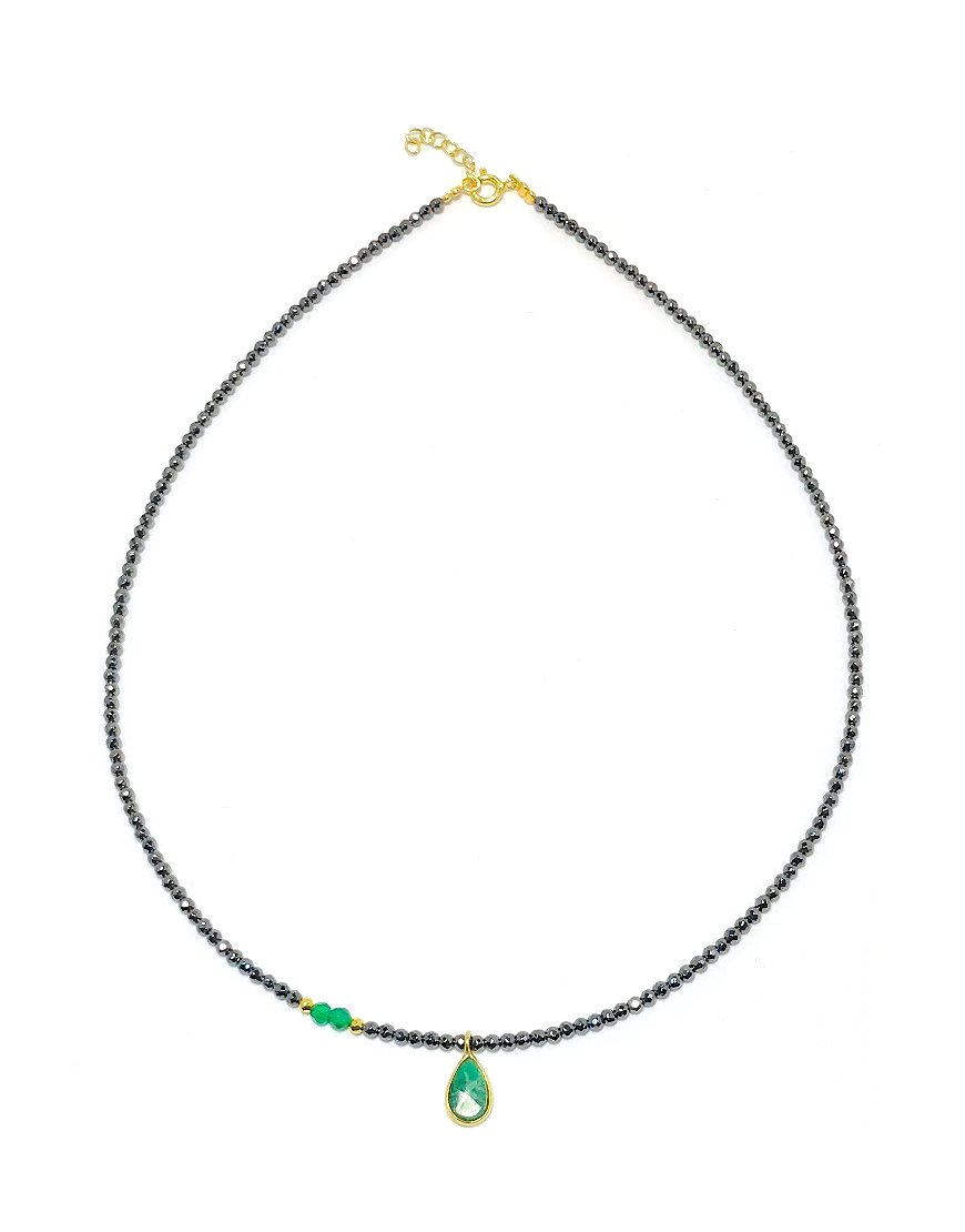 SILVER NECKLACE WITH HEMATITES (33203)