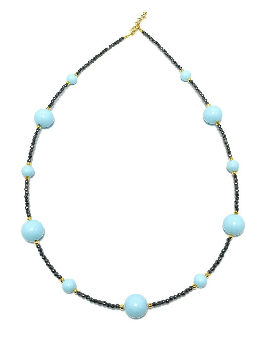 SILVER NECKLACE WITH TURQUOISE PASTE (33359)