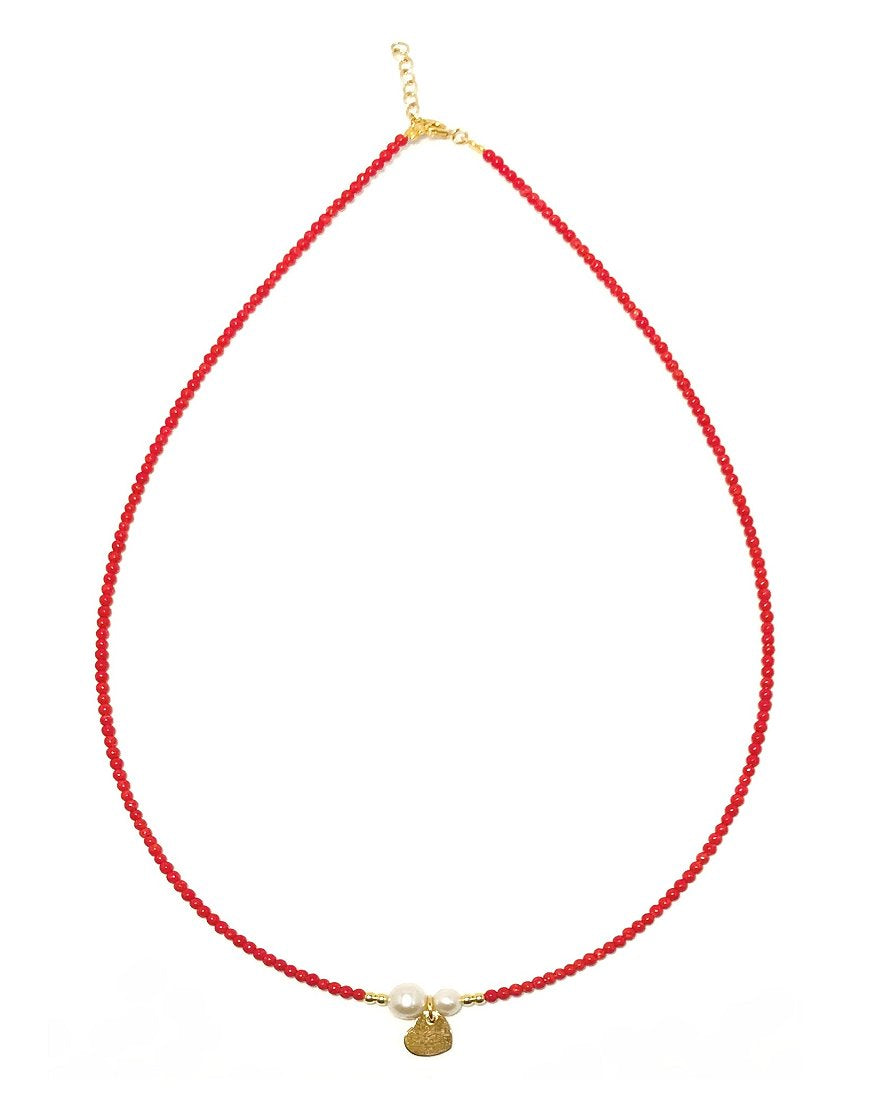 SILVER NECKLACE WITH CORALS (33361)