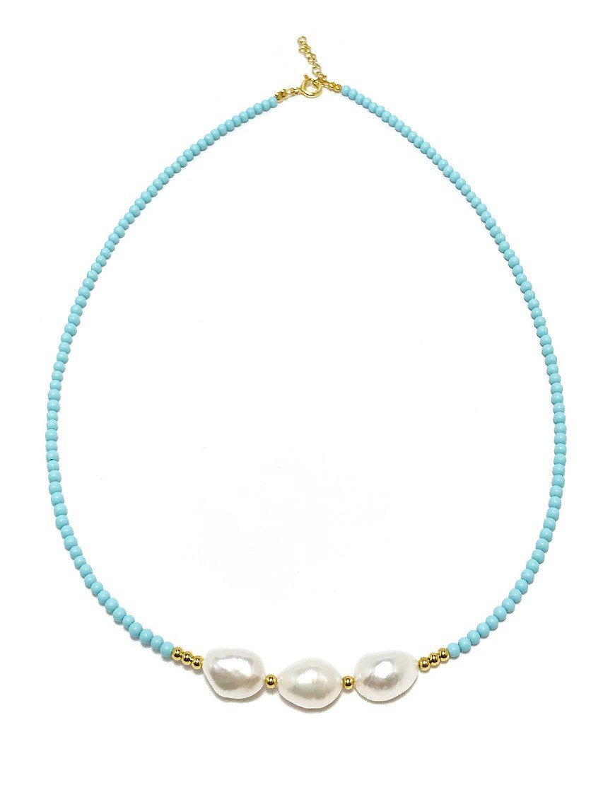 SILVER NECKLACE WITH PEARLS (33393)