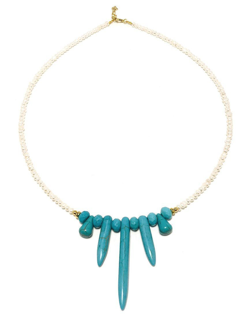SILVER NECKLACE WITH HOWLITE (33400)