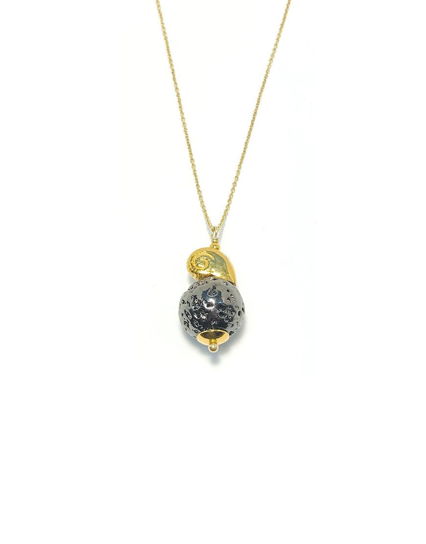 SILVER NECKLACE WITH LAVA (33409)