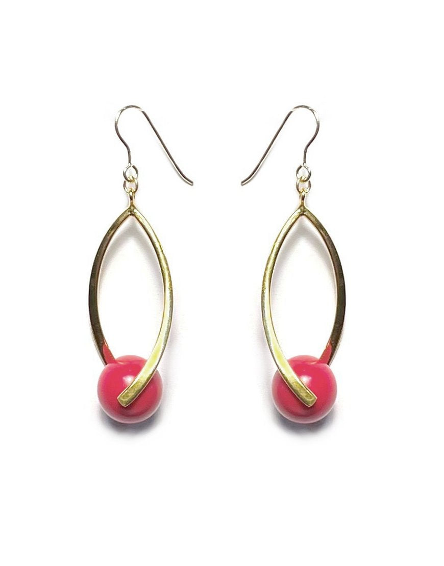 SILVER EARRINGS WITH CORAL PASTE (33481)