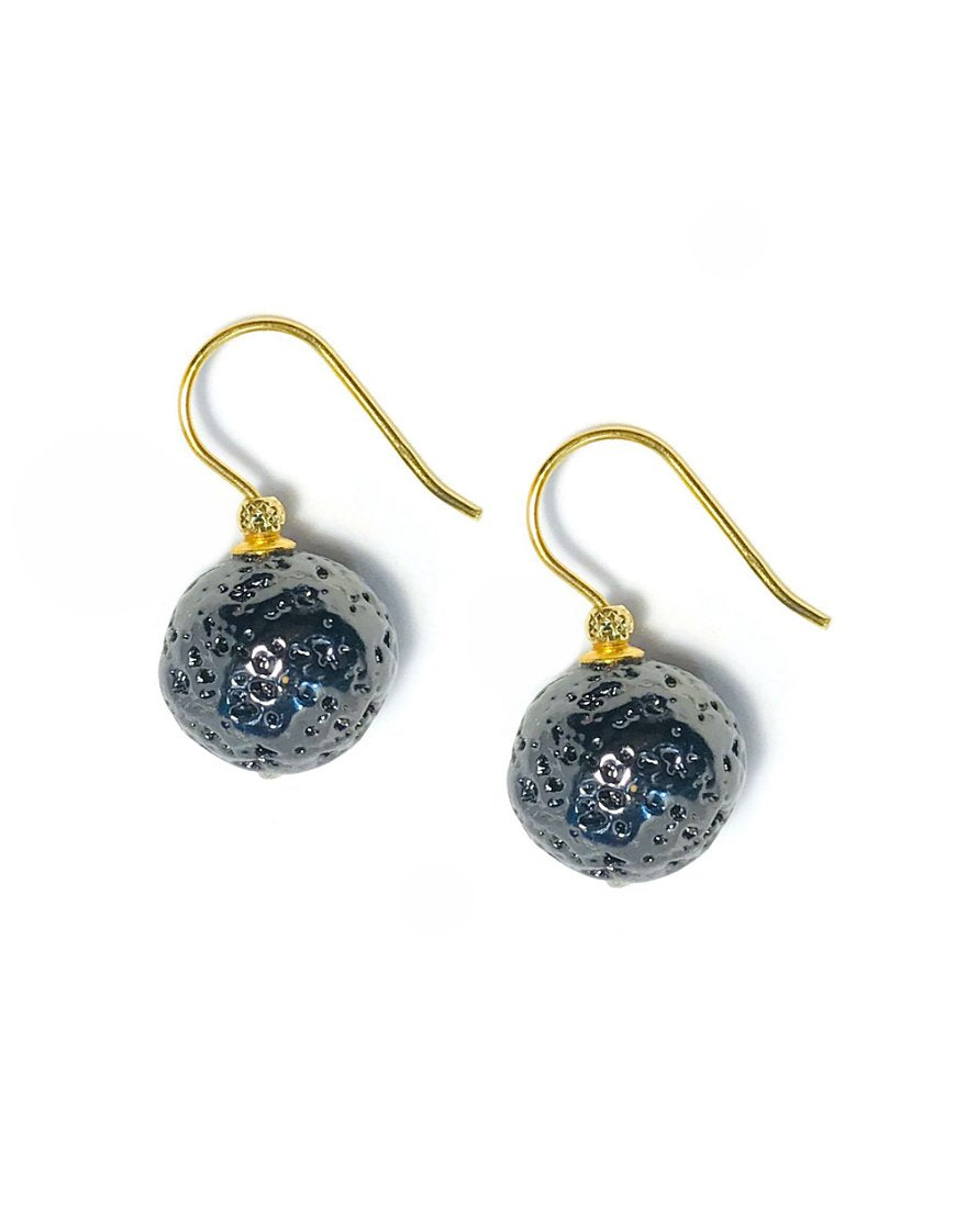 SILVER EARRINGS WITH LAVA (33484)