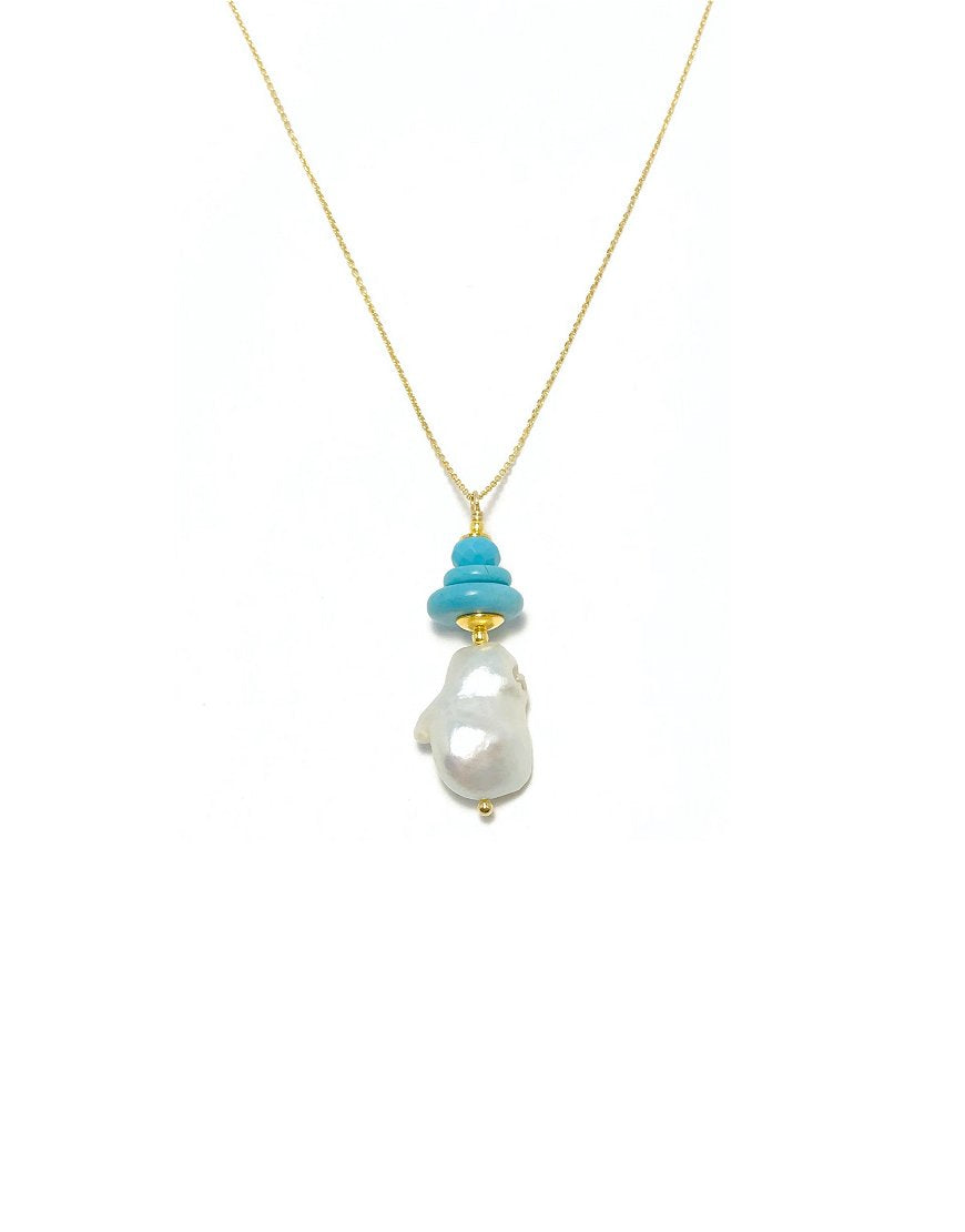 SILVER NECKLACE WITH PEARL (33528)