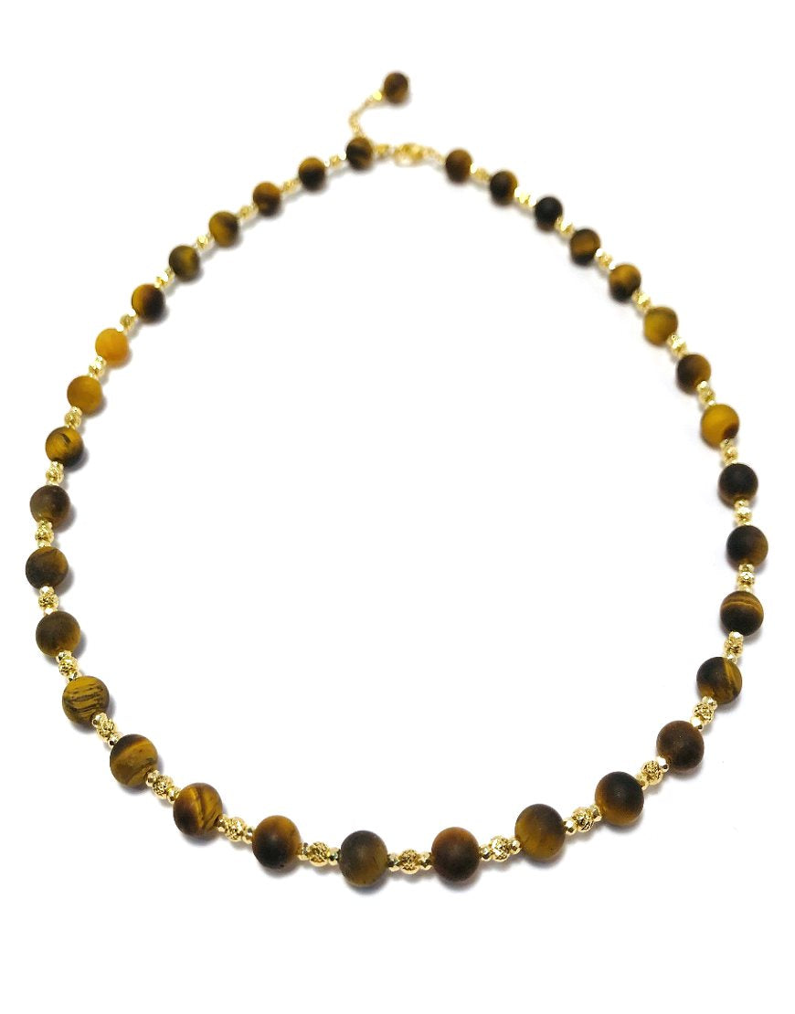 SILVER NECKLACE WITH TIGER'S EYE (33690)