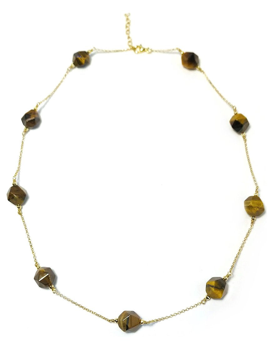 SILVER NECKLACE WITH TIGER'S EYE (33696)