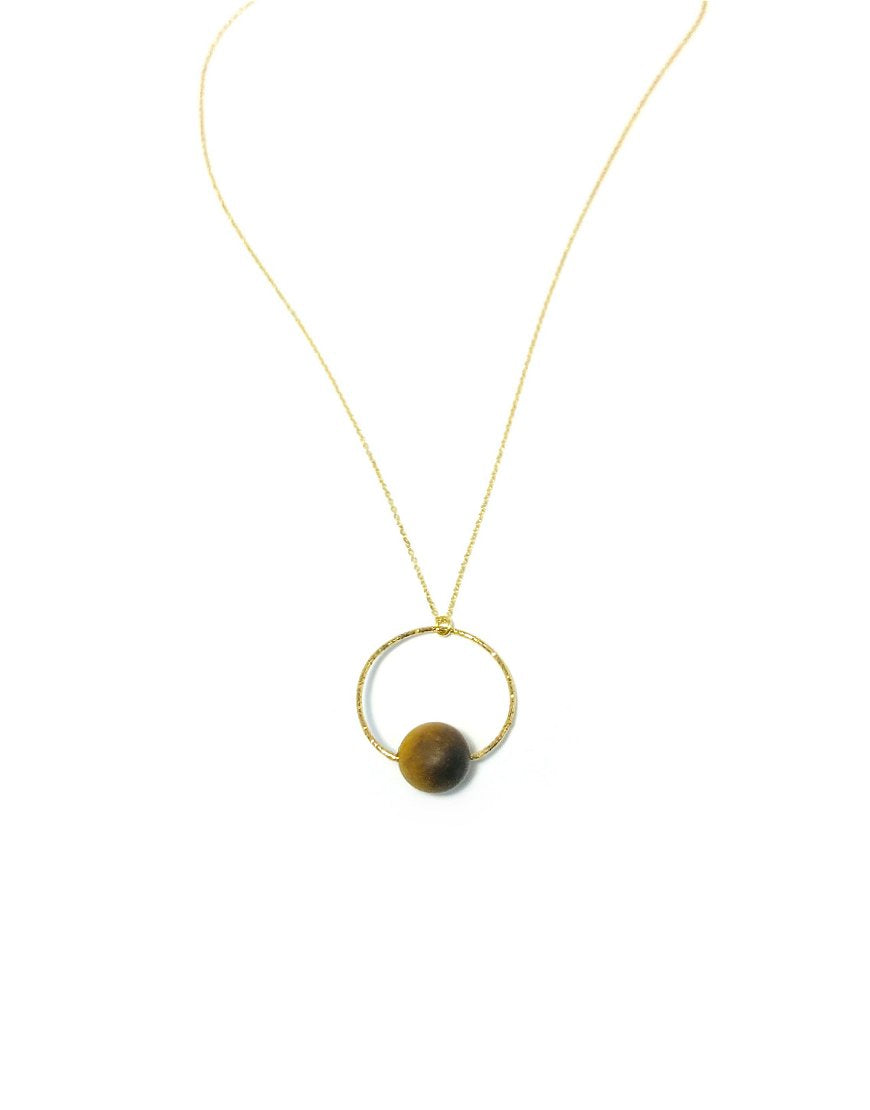 SILVER NECKLACE WITH TIGER'S EYE (33698)