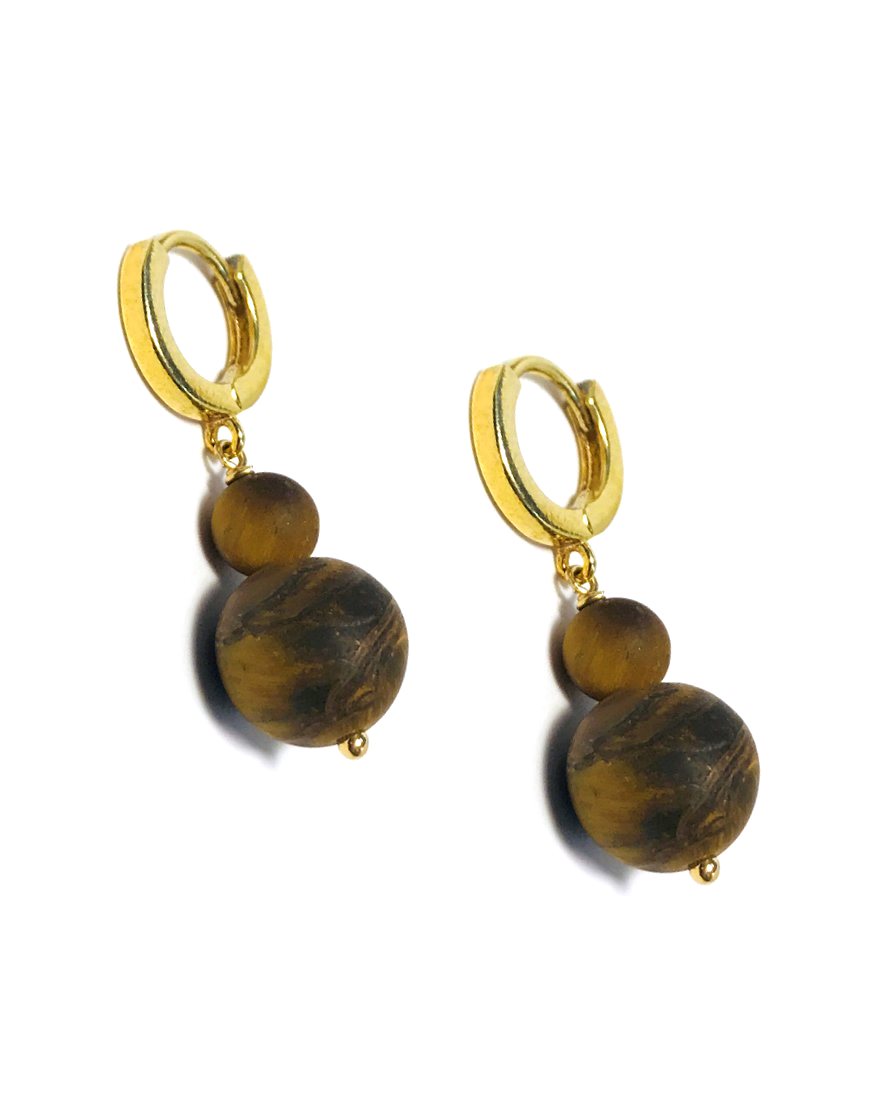 SILVER EARRINGS WITH TIGER'S EYE (33707)