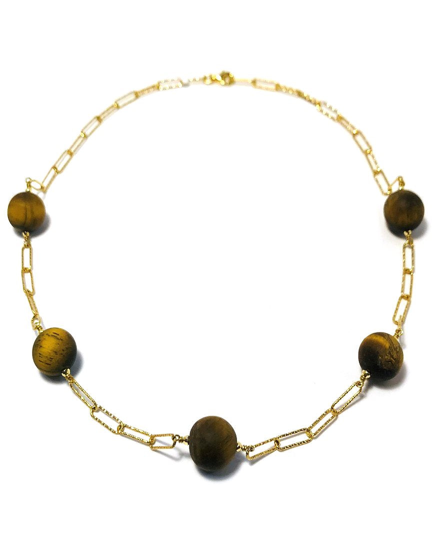 SILVER NECKLACE WITH TIGER'S EYE (33711)