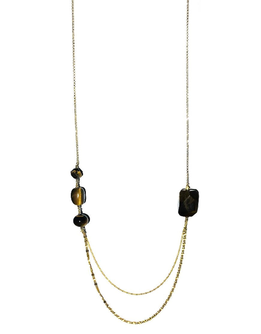 SILVER NECKLACE WITH TIGER'S EYE (33721)