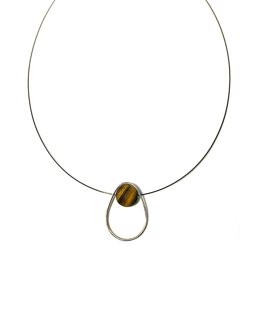 SILVER NECKLACE WITH TIGER'S EYE (33733)