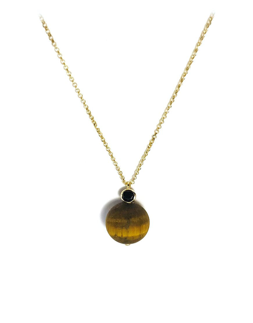 SILVER NECKLACE WITH TIGER'S EYE (33751)