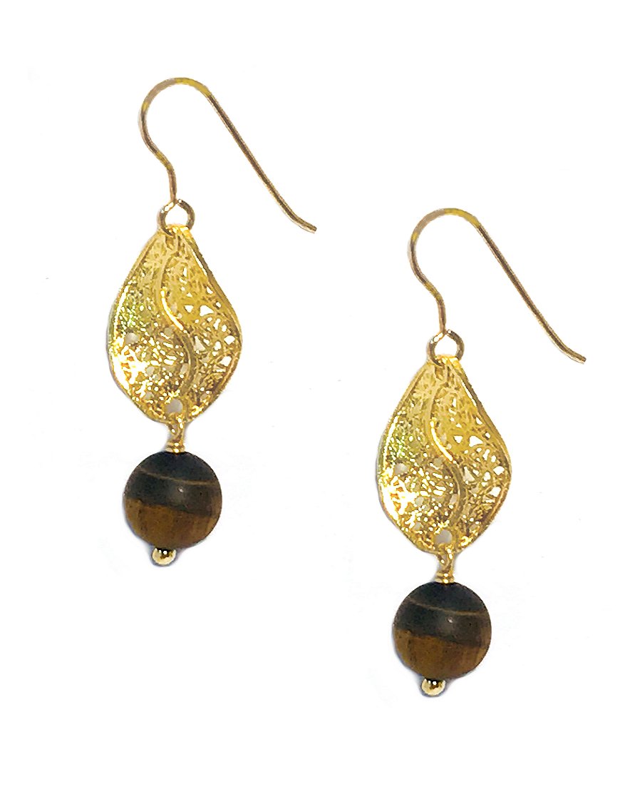 SILVER EARRINGS WITH TIGER'S EYE (33773)