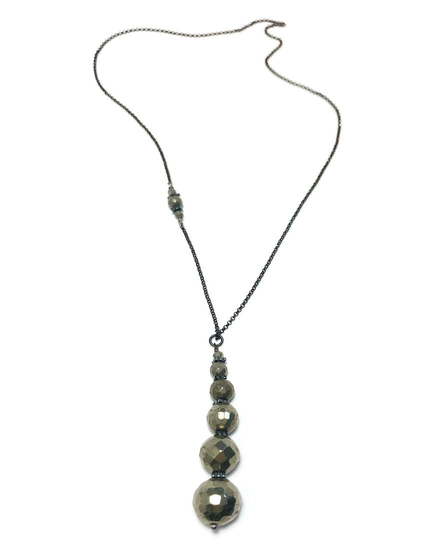 SILVER NECKLACE WITH PYRITE (33786)