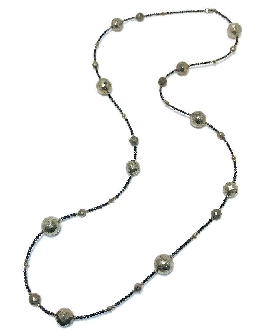 NECKLACE SILVER WITH PYRITE (33787)
