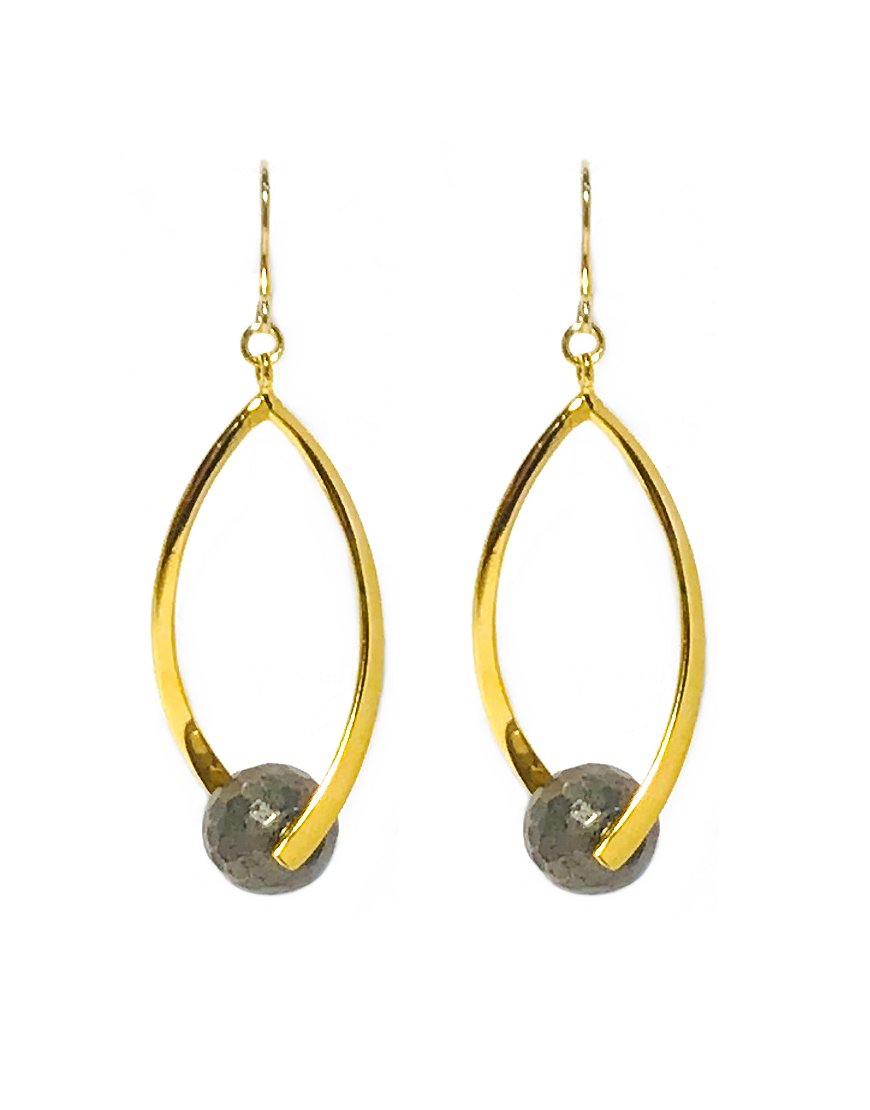 SILVER EARRINGS WITH PYRITE (33801)