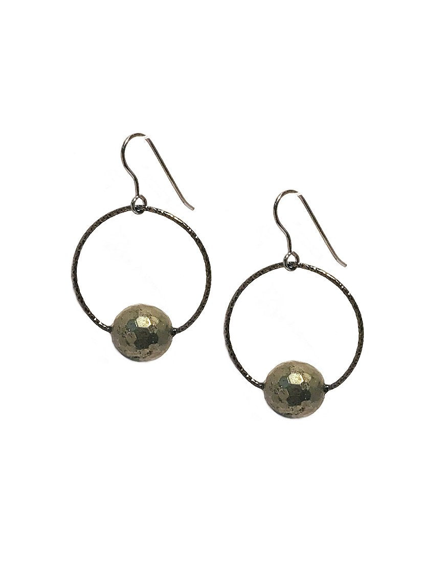 SILVER EARRINGS WITH PYRITE (33802)