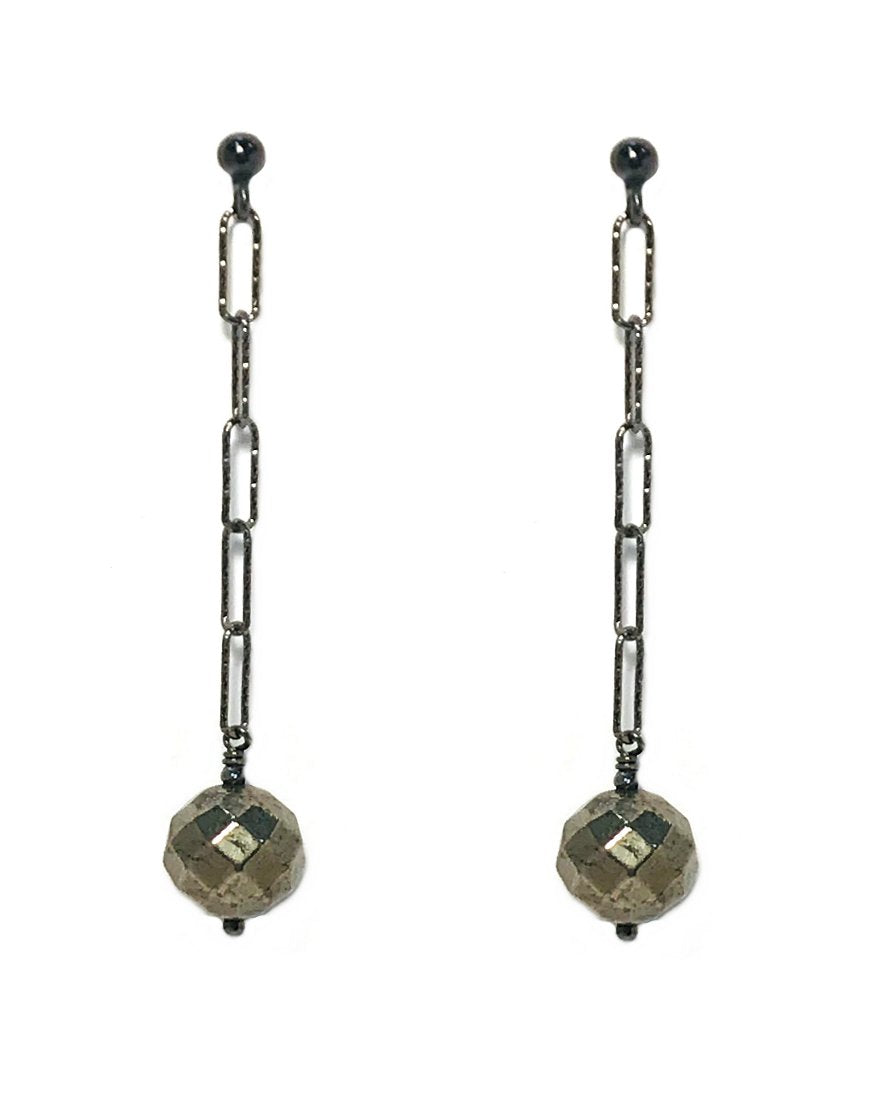 SILVER EARRINGS WITH PYRITE (33804)