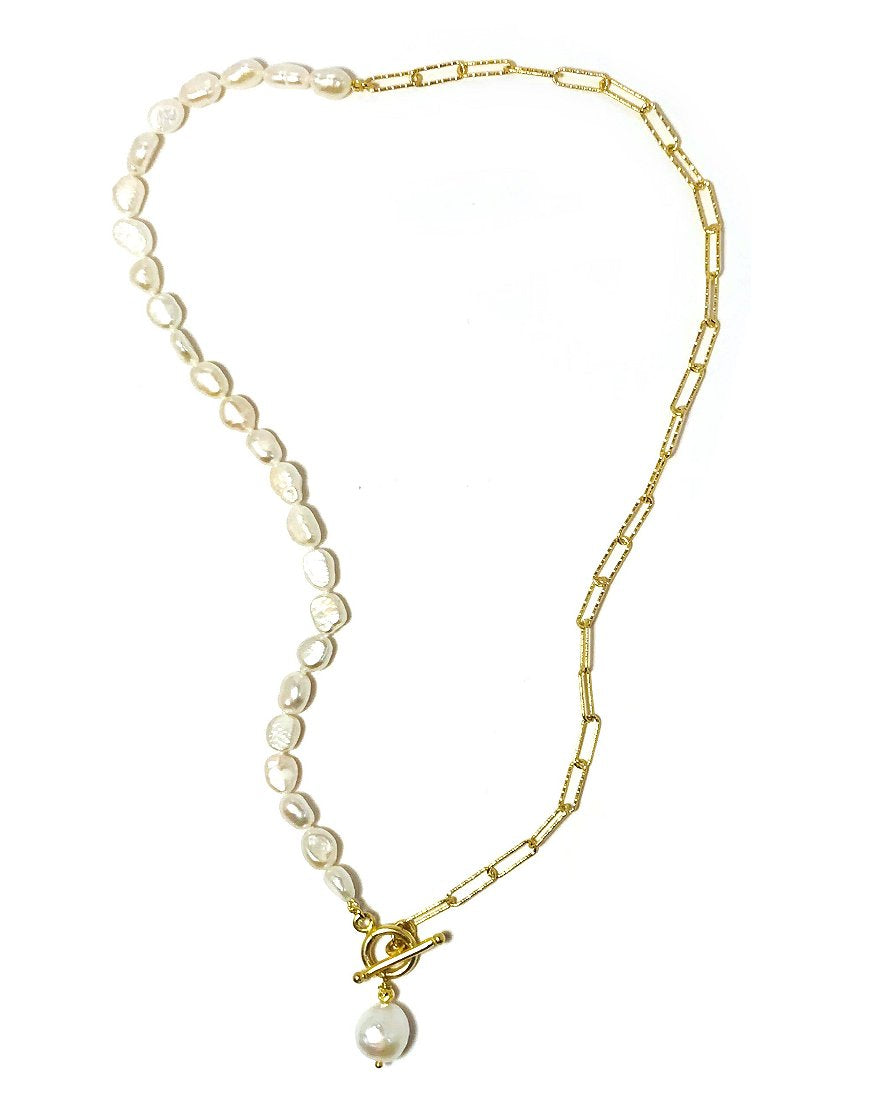 SILVER NECKLACE WITH PEARL (33909)