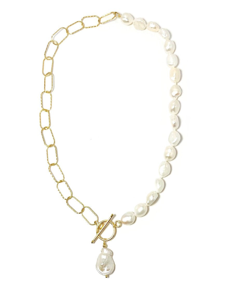SILVER NECKLACE WITH PEARL (33910)