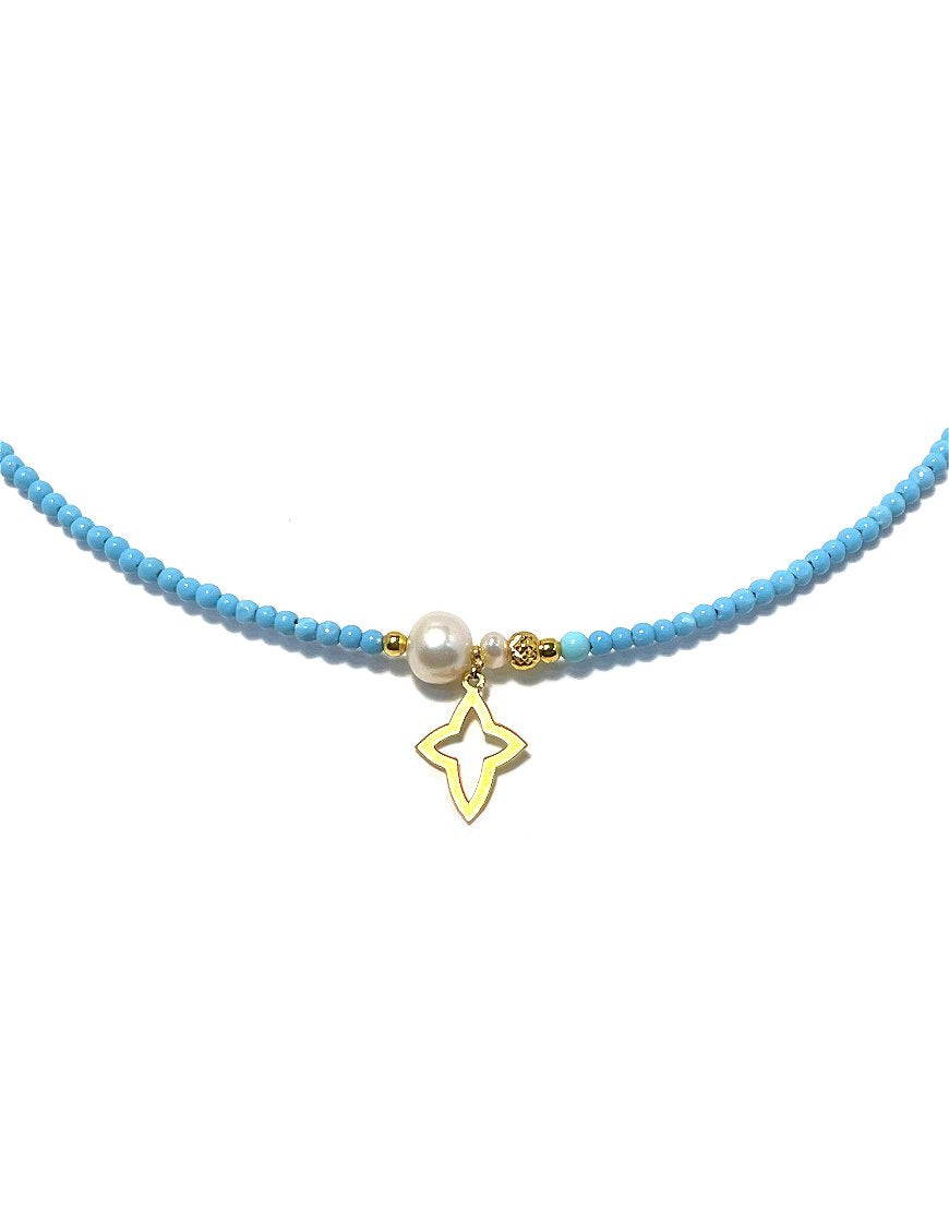 GOLD NECKLACE WITH TURQUOISE (33955)