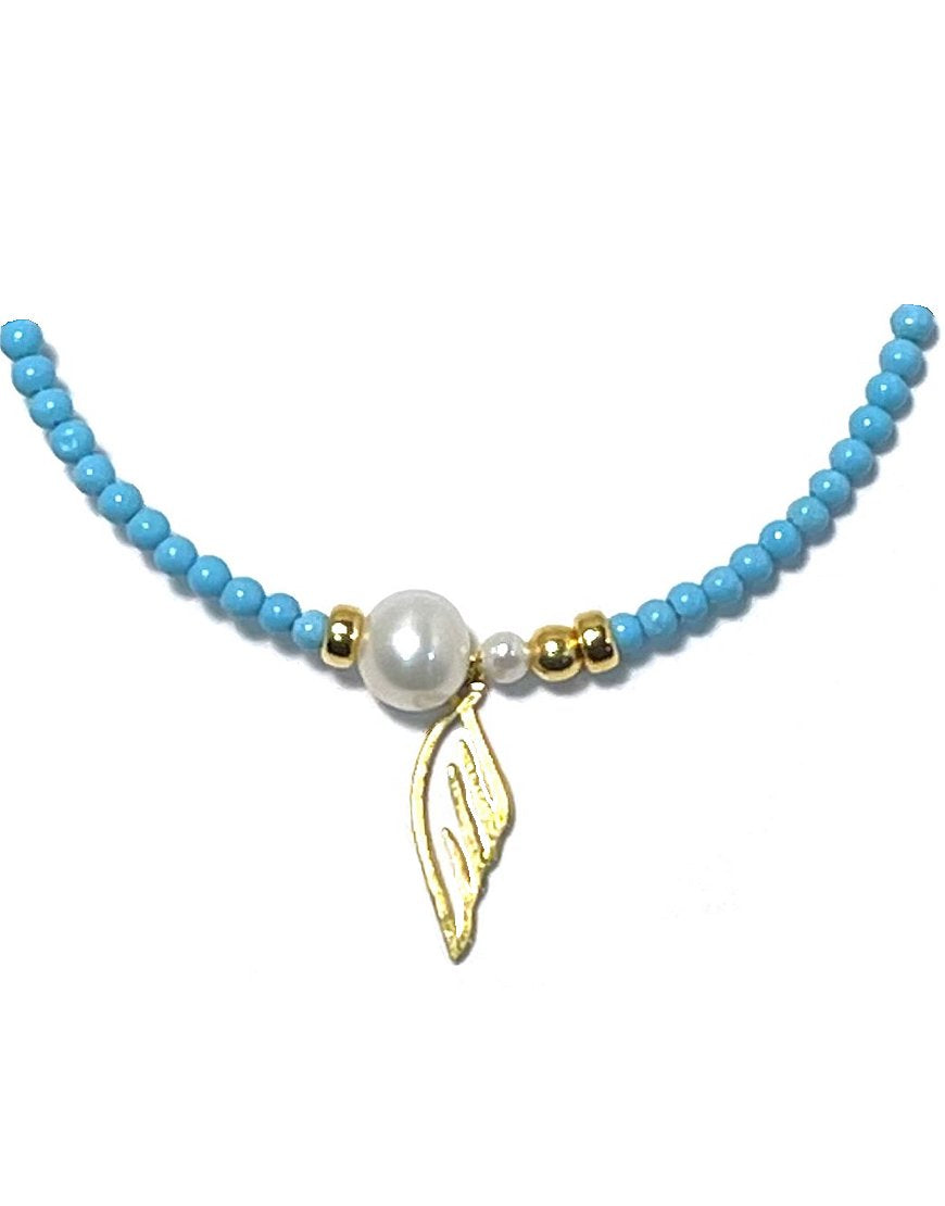 GOLD NECKLACE WITH TURQUOISE (33972)