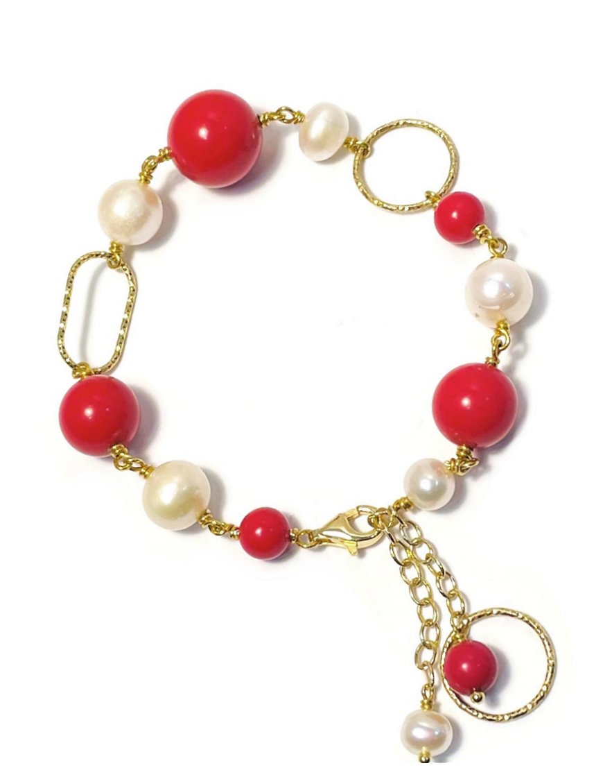 SILVER BRACELET WITH CORAL (34303)